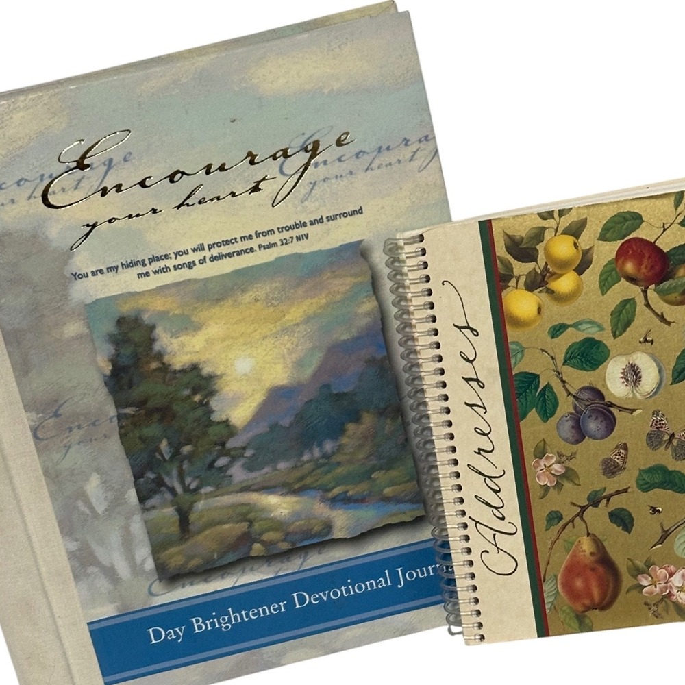 DaySpring Devotional Journal‎ & Address Book Set Blue Botanical Excellent 2pc